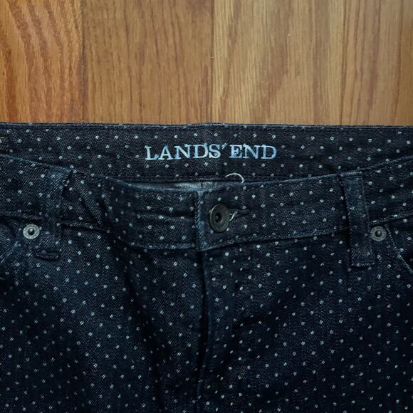 Lands' End Straight Leg Jeans Womens 14 Blue White Polka Dot Casual Denim Basic - Picture 3 of 10